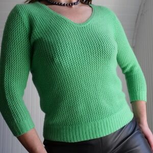 Y2k J. Crew bright green‎ cashmere net knit top